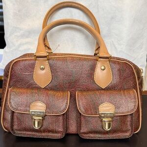 Etro Multicolor Paisley Handbag with Tan Accents